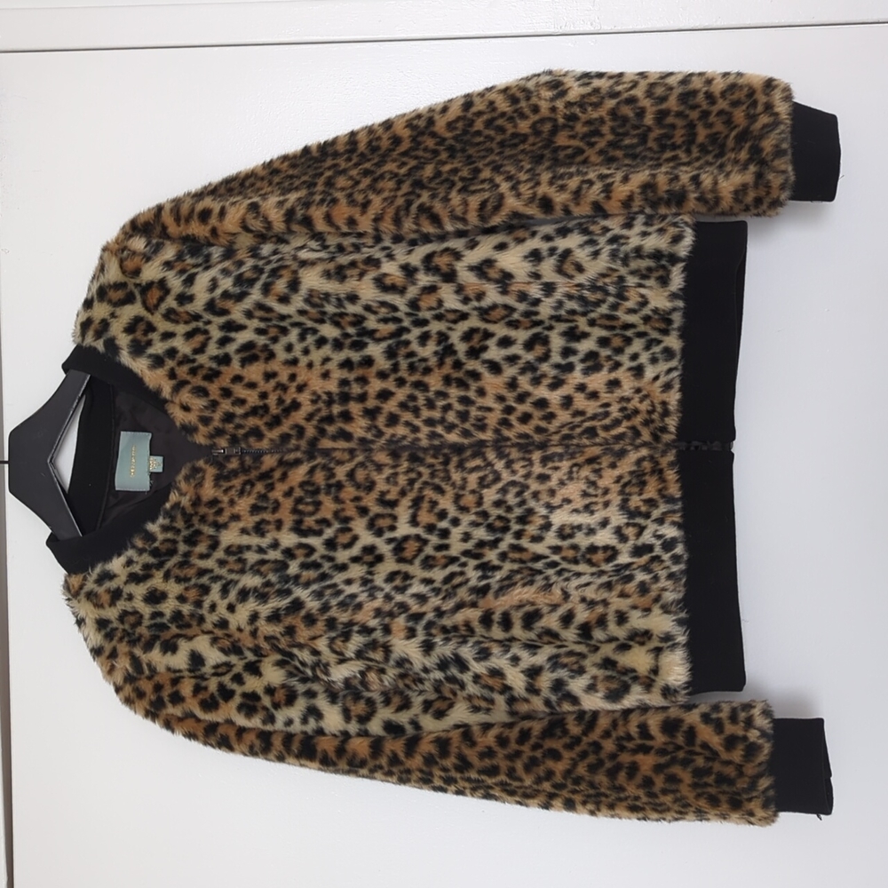 Fuzzy Leopard Bomber Jacket